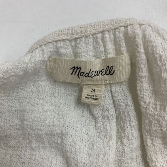 Madewell Textured Thread Top Women M Ivory Tiered Sleeve Keyhole Textured - Picture 8 of 13